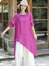 Round-Neck Cropped Long Sleeves Blouse